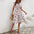 Printed Cross Collar Dress - White / S