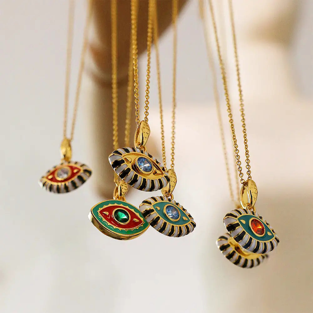 Prismatic Gem Clavicle Charm Necklace