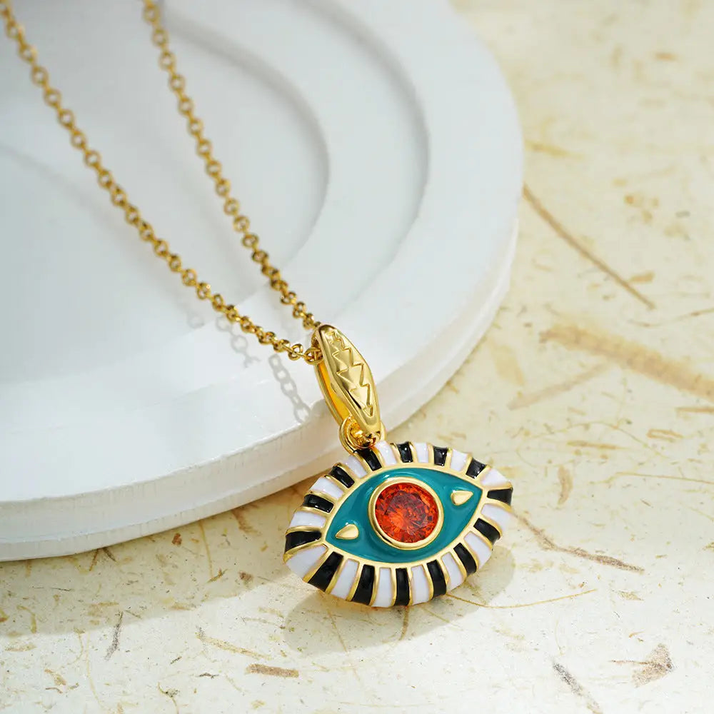 Prismatic Gem Clavicle Charm Necklace
