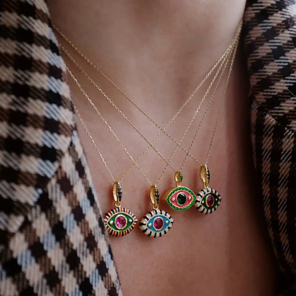Prismatic Gem Clavicle Charm Necklace