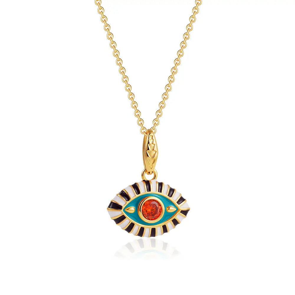 Prismatic Gem Clavicle Charm Necklace