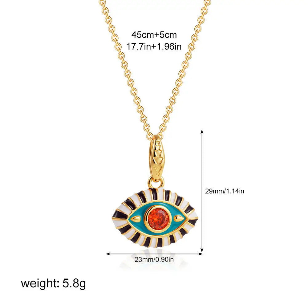 Prismatic Gem Clavicle Charm Necklace - Red With Green Bottom