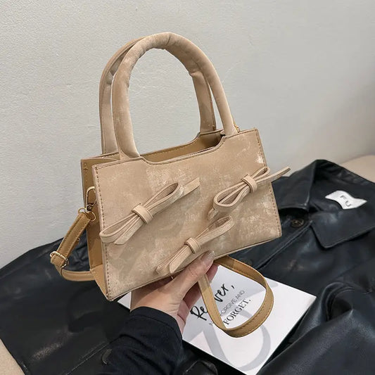 PU Crossbody Bag with Bow and Three Dimensional Pocket