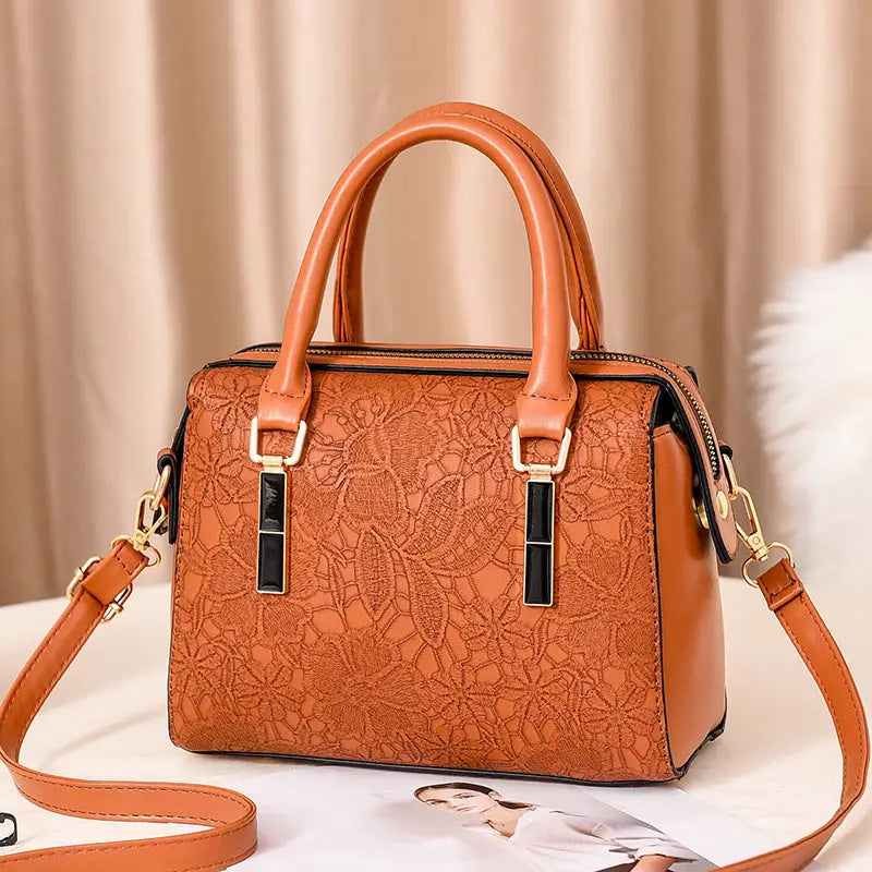 PU Embossed Solid Color Womens Handbag Multiple Color Options