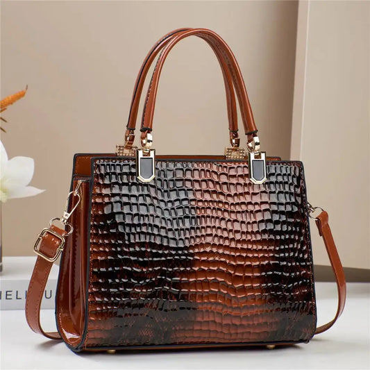 PU Horizontal Square Suitcase Bag with Multiple Zipper Compartments