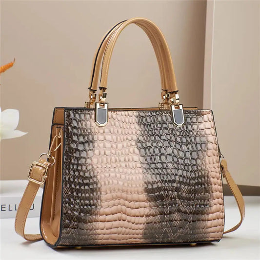 PU Horizontal Square Suitcase Bag with Multiple Zipper Compartments
