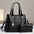 PU Horizontal Square Suitcase with Sandwich Pocket and Packing Bag - Black