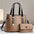 PU Horizontal Square Suitcase with Sandwich Pocket and Packing Bag - Khaki