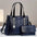 PU Horizontal Square Suitcase with Sandwich Pocket and Packing Bag - Blue