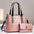 PU Horizontal Square Suitcase with Sandwich Pocket and Packing Bag - Pink
