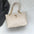 PU Horizontal Square Suitcase with Three Dimensional Outer Pocket - White