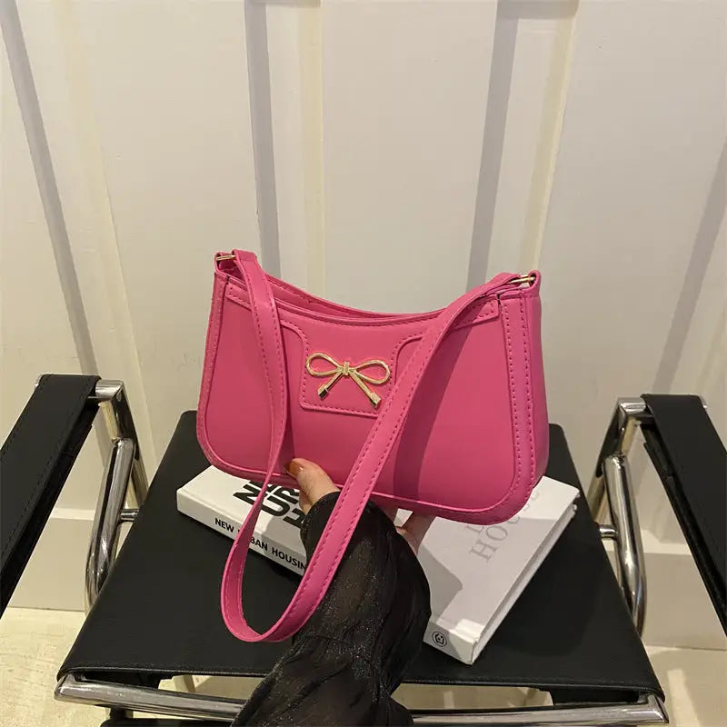 PU Leather Bow Accent Handbag in Multiple Colors