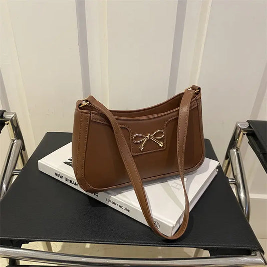 PU Leather Bow Accent Handbag in Multiple Colors