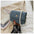 PU Leather Clamshell Crossbody Bag with Mobile Phone Pocket - Blue