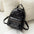 PU Leather Double Shoulder Bag with Rivet Accents and Three Dimensional Pocket - Black