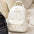PU Leather Double Shoulder Bag with Rivet Accents and Three Dimensional Pocket - White