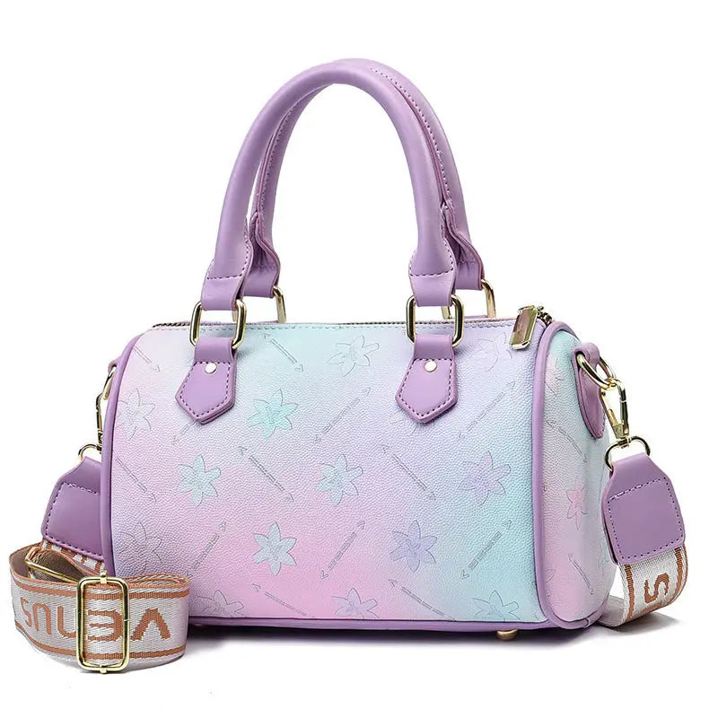PU Leather Fashion Suitcase Style Women’s Handbag in Multiple Colors - Taro Purple / Length 24 Width 12 Height 15cm