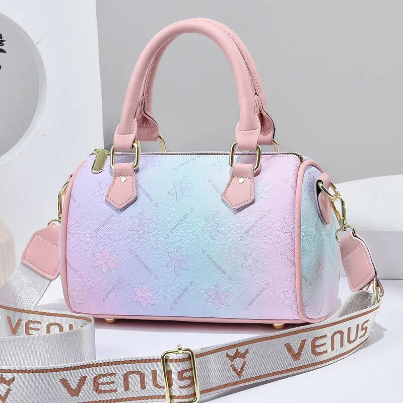 PU Leather Fashion Suitcase Style Women’s Handbag in Multiple Colors - Pink / Length 24 Width 12 Height 15cm