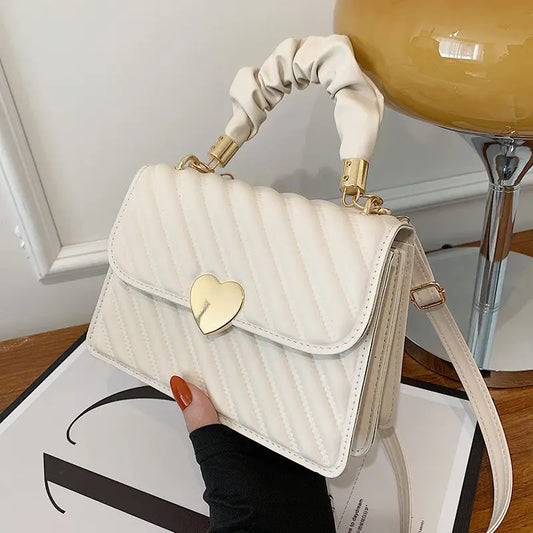 PU Leather Horizontal Square Bag with Sandwich Pockets and Zipper Compartment