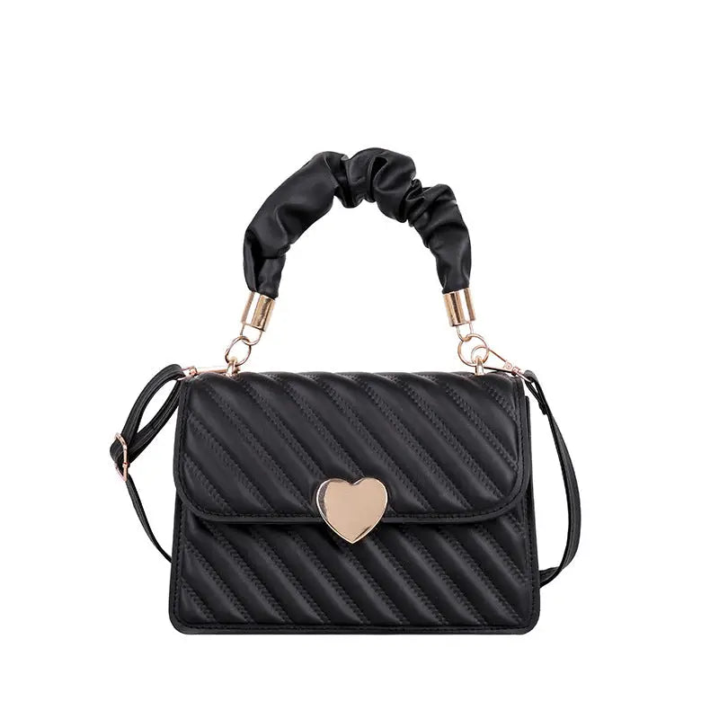 PU Leather Horizontal Square Bag with Sandwich Pockets and Zipper Compartment