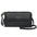 PU Leather Horizontal Square Bag with Zipper Buckle and Soft Finish - Black - 7