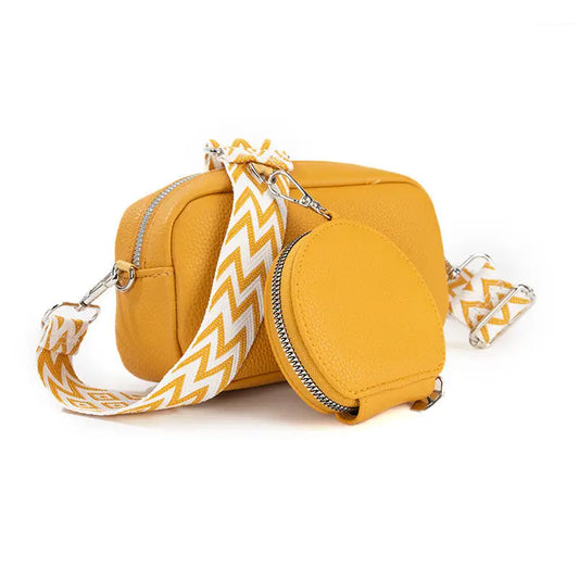 PU Leather Horizontal Square Suitcase Bag with Internal Zipper Pocket