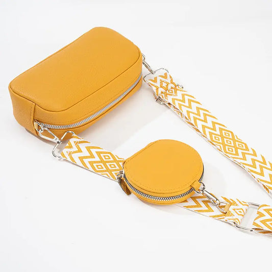 PU Leather Horizontal Square Suitcase Bag with Internal Zipper Pocket