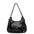 PU Leather Horizontal Square Suitcase with Double Shoulder Straps - Black / 31x13x30