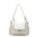 PU Leather Horizontal Square Suitcase with Double Shoulder Straps - White / 31x13x30