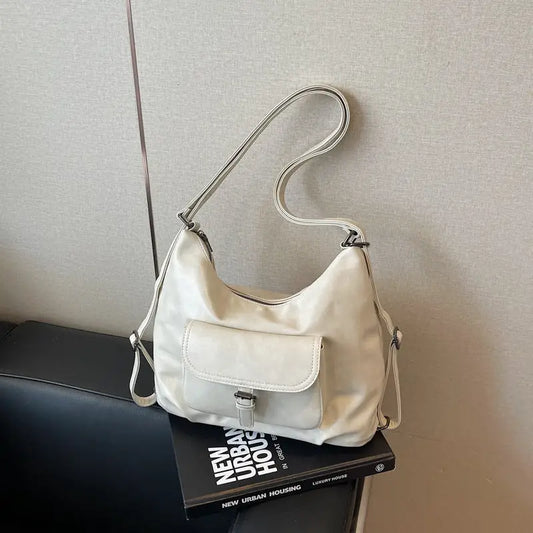 PU Leather Horizontal Square Suitcase with Double Shoulder Straps