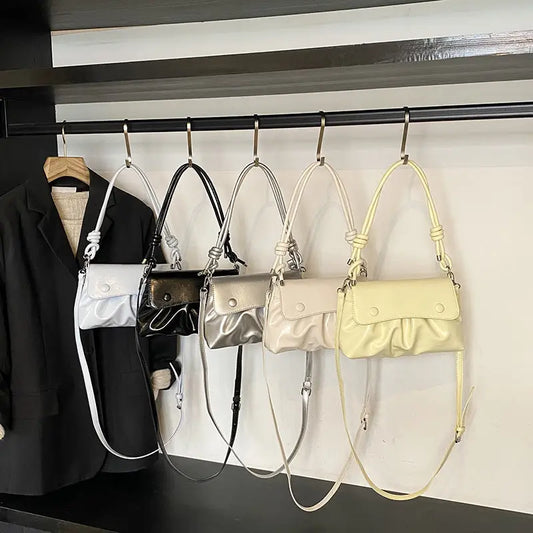 PU Leather Horizontal Suitcase Shoulder Bag with Double Strap