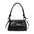 PU Leather Horizontal Suitcase Shoulder Bag with Double Strap - Black