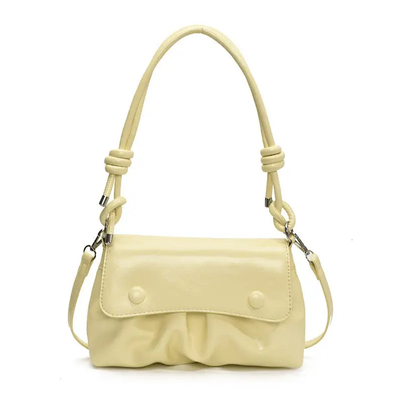 PU Leather Horizontal Suitcase Shoulder Bag with Double Strap - Yellow