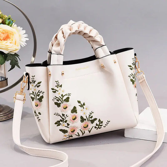 PU Leather Medium Crossbody Handbag with Drawstring Closure