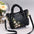 PU Leather Medium Crossbody Handbag with Drawstring Closure Black