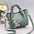 PU Leather Medium Crossbody Handbag with Drawstring Closure Green