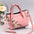 PU Leather Medium Crossbody Handbag with Drawstring Closure Pink