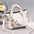 PU Leather Medium Crossbody Handbag with Drawstring Closure White