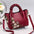 PU Leather Medium Crossbody Handbag with Drawstring Closure Wine Red