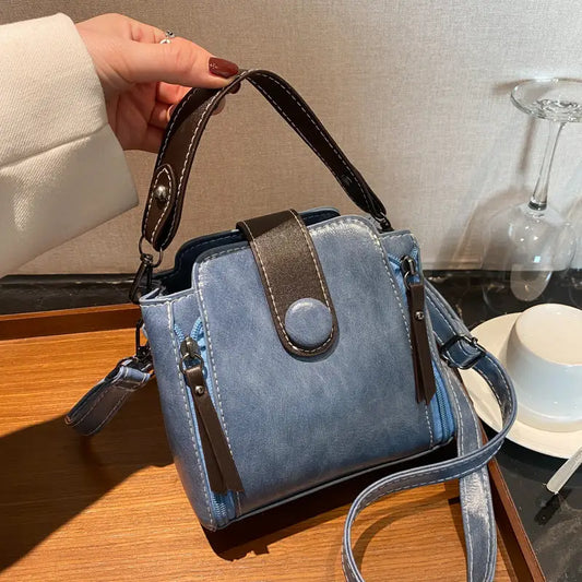 PU Leather Retro Shoulder Handbag with Adjustable Strap