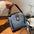 PU Leather Retro Shoulder Handbag with Adjustable Strap - Blue