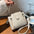 PU Leather Retro Shoulder Handbag with Adjustable Strap - White