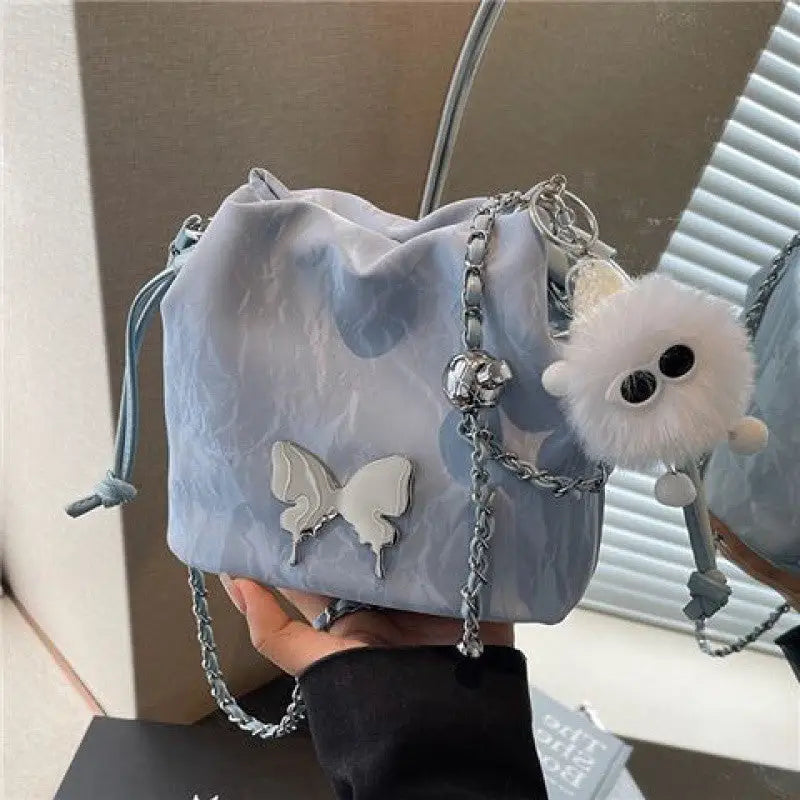 PU Lined Travel Pouch with White Wizard Pendant in Multiple Colors - Blue And Pendant