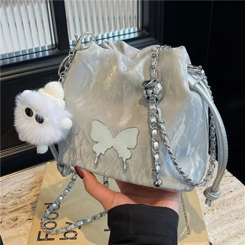 PU Lined Travel Pouch with White Wizard Pendant in Multiple Colors - Silver And Pendant