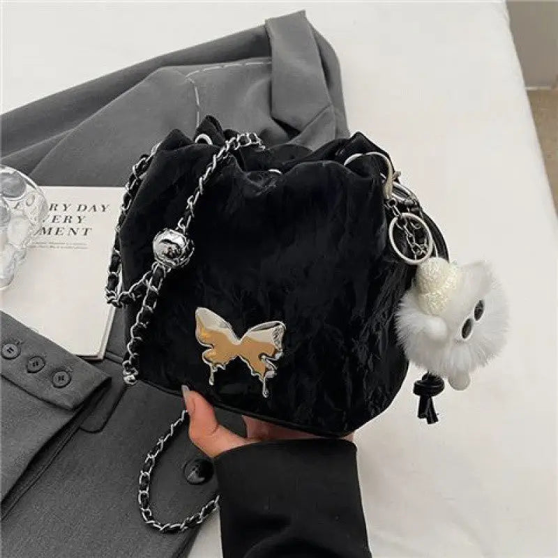 PU Lined Travel Pouch with White Wizard Pendant in Multiple Colors - Black And Pendant