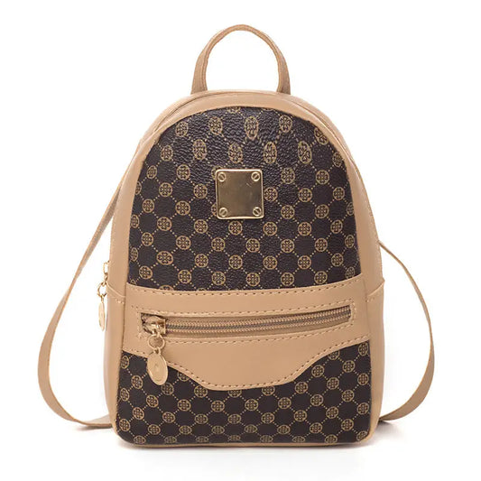 PU Printed Backpack with Sandwich Pocket and Internal File Bag