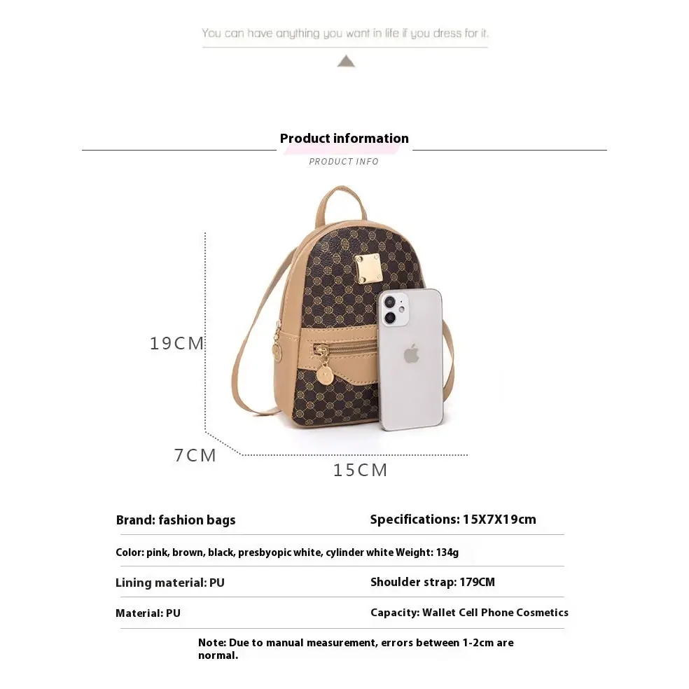 PU Printed Backpack with Sandwich Pocket and Internal File Bag