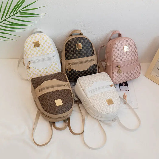PU Printed Backpack with Sandwich Pocket and Internal File Bag