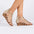 PU Round Head Sandals with Back Zipper in Multiple Colors and Sizes - Light Gold / 36