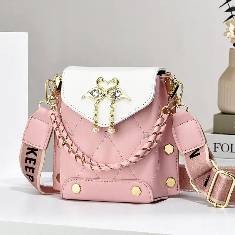 PU Square Suitcase for Women in Multiple Colors with Polyester Lining - Pink